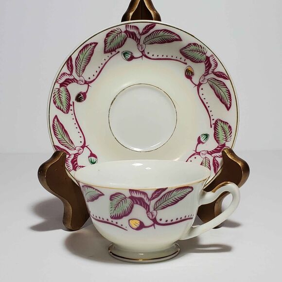 Small Cup and Saucer Leaves Vintage Japan Vintage - Picture 9 of 9